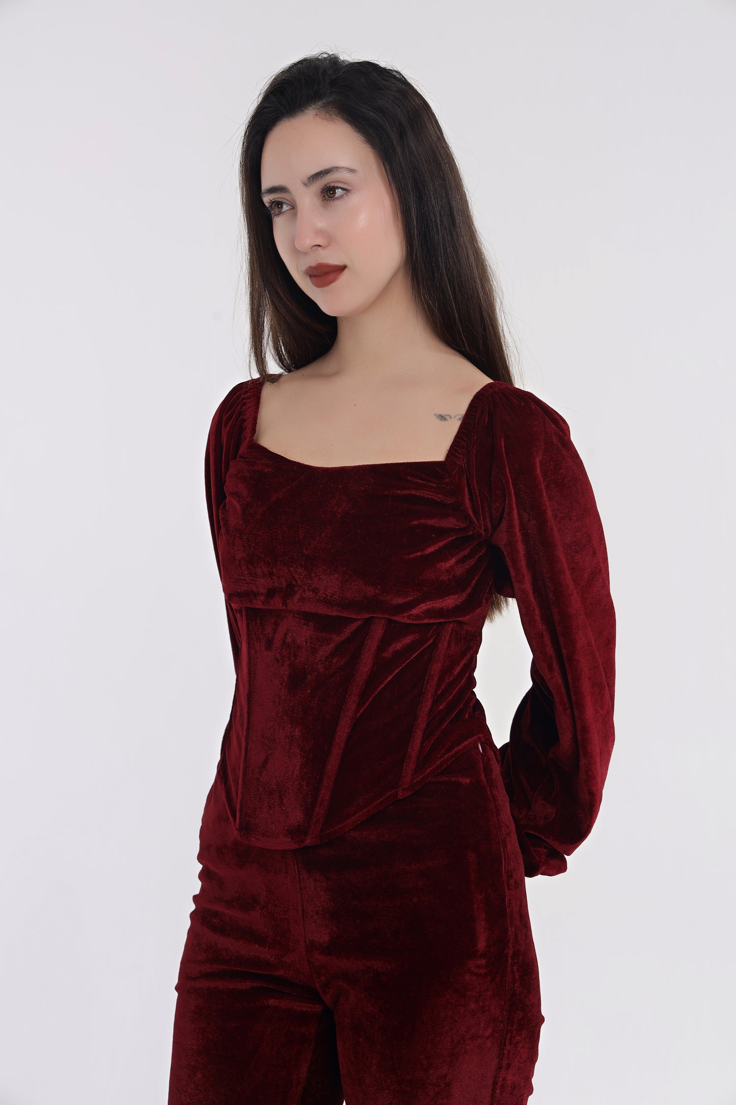 Velvet corset style top
