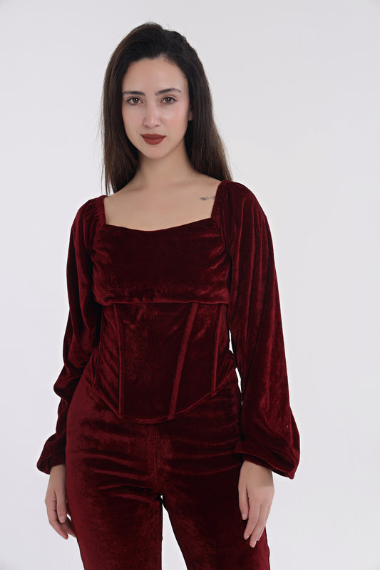 Velvet corset style top