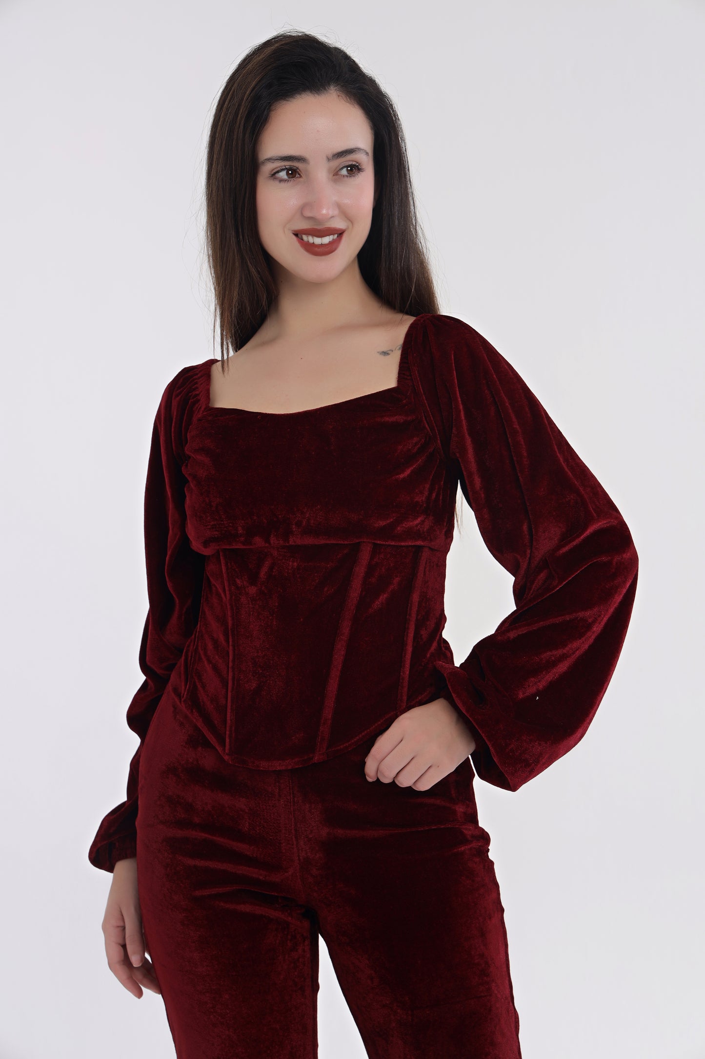 Velvet corset style top