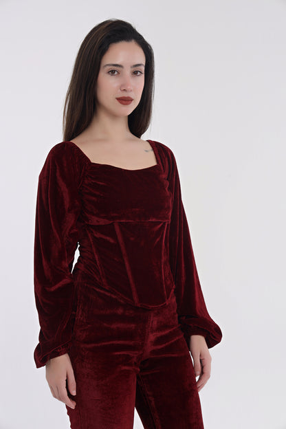 Velvet corset style top