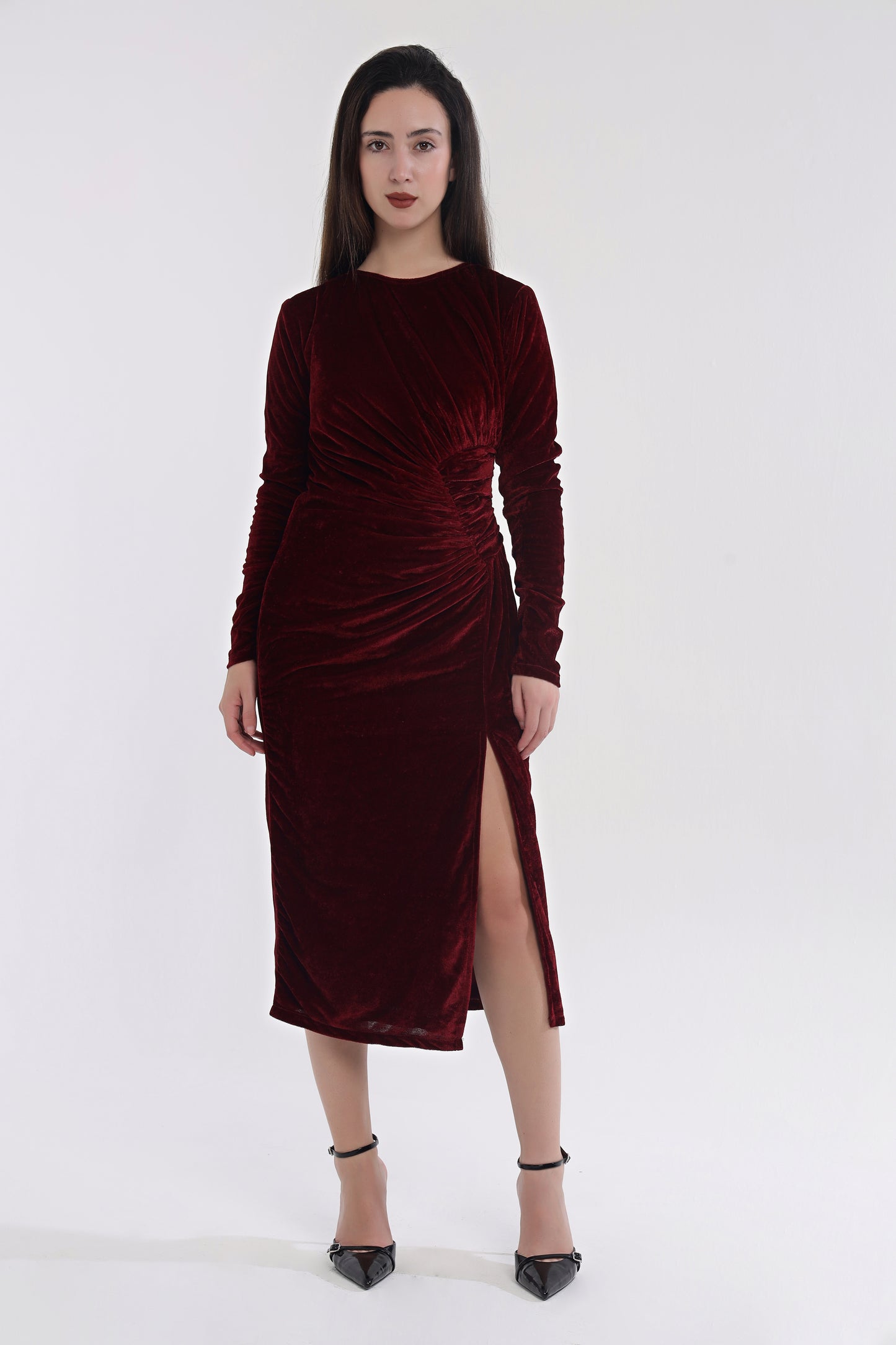 Velvet frill dress