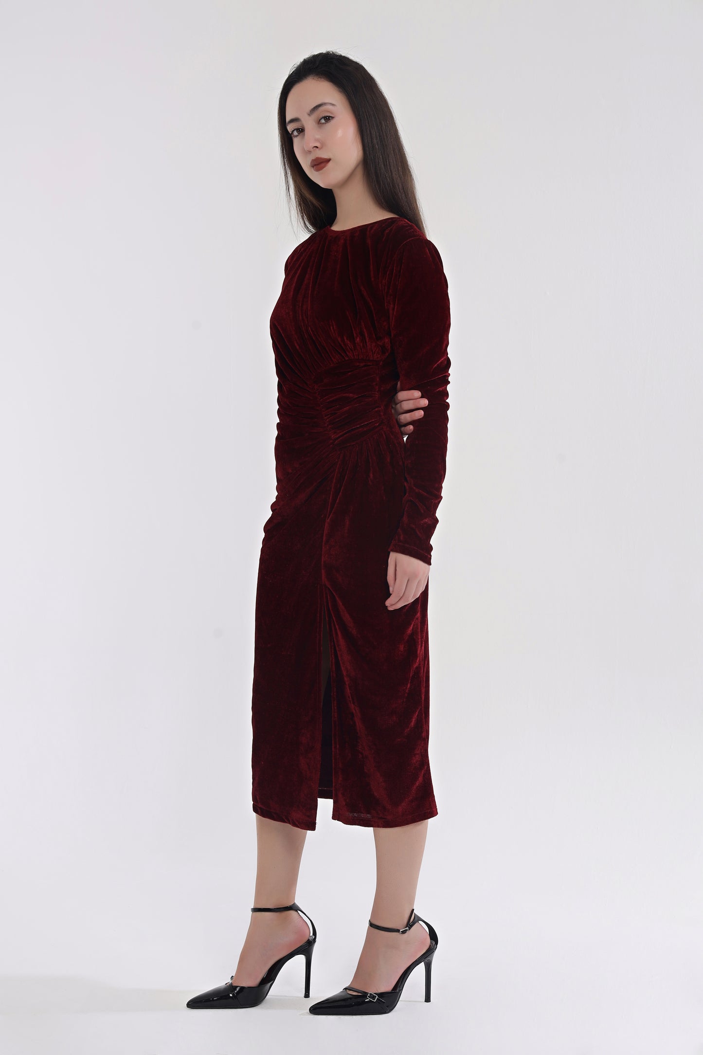 Velvet frill dress