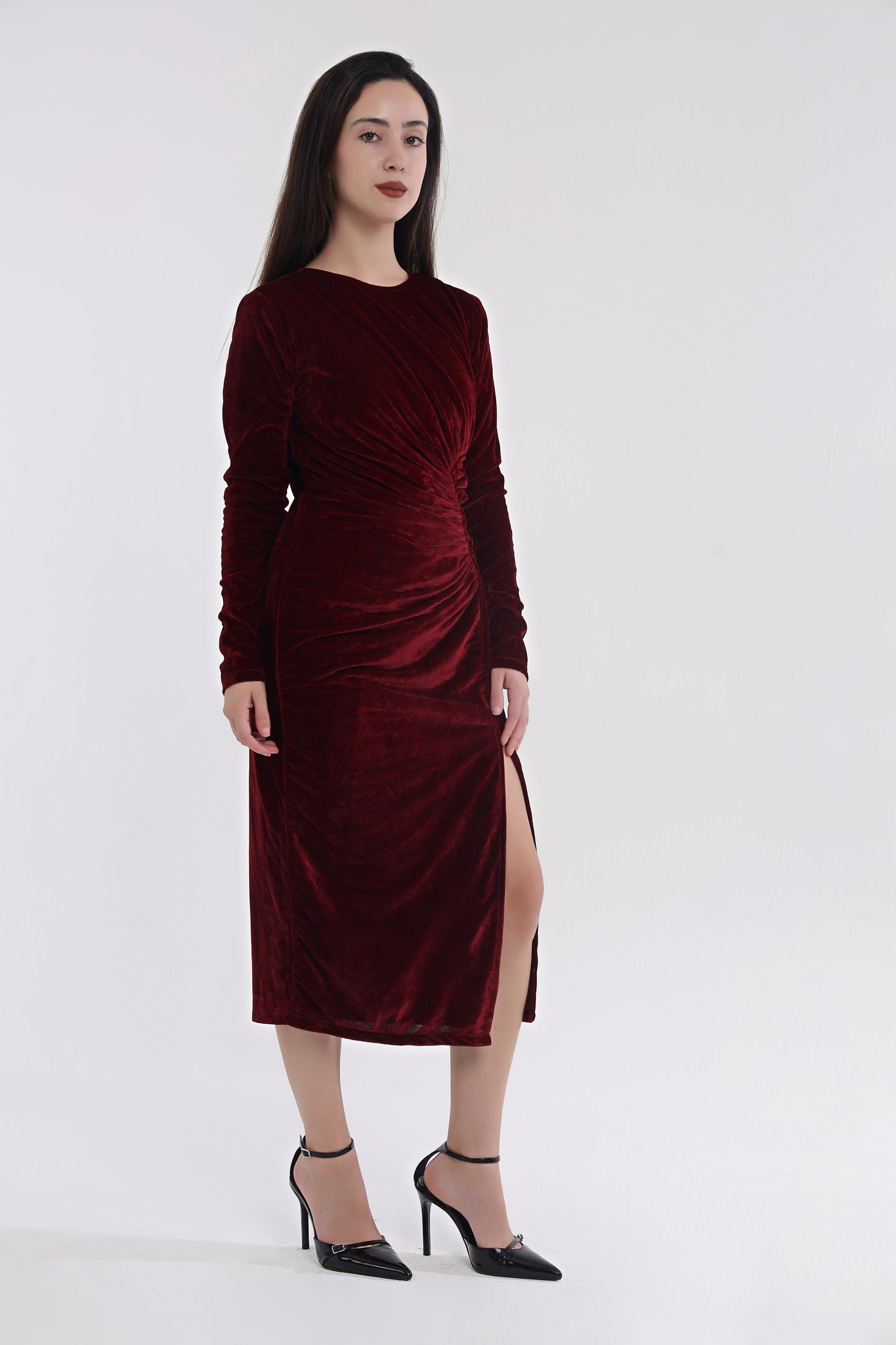 Velvet frill dress