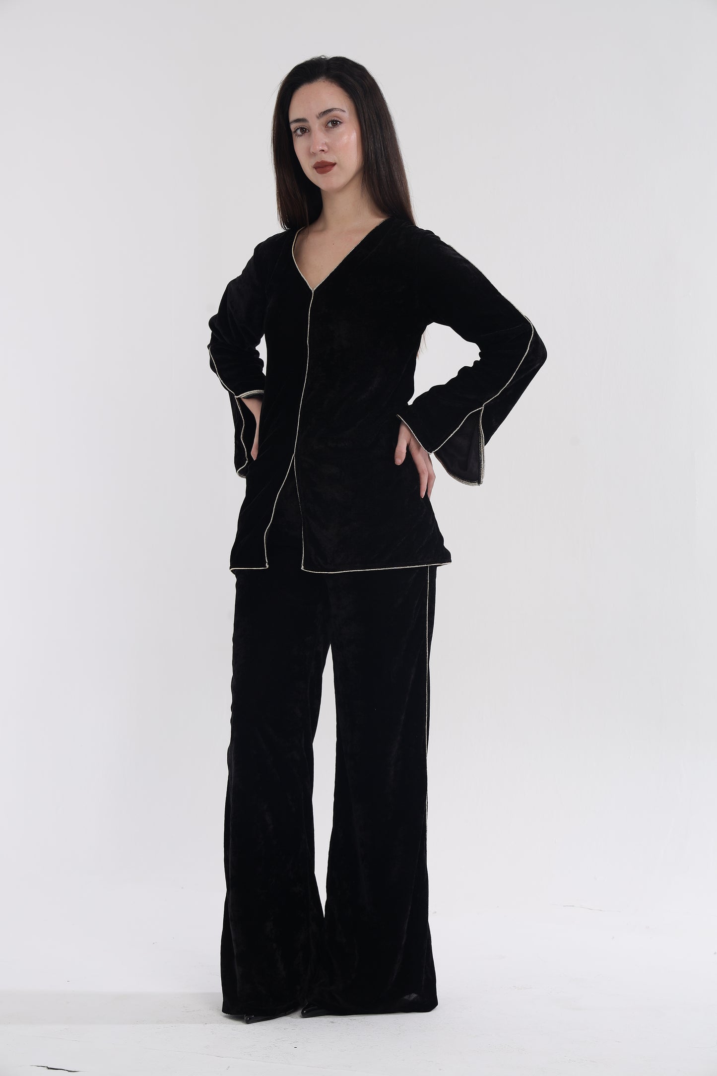 Black velvet Indo co-ord