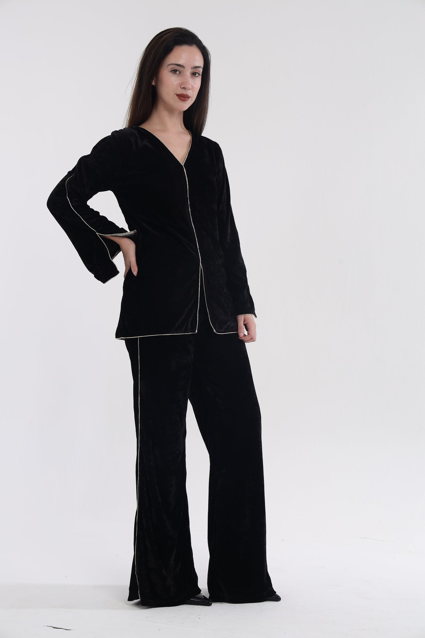 Black velvet Indo co-ord