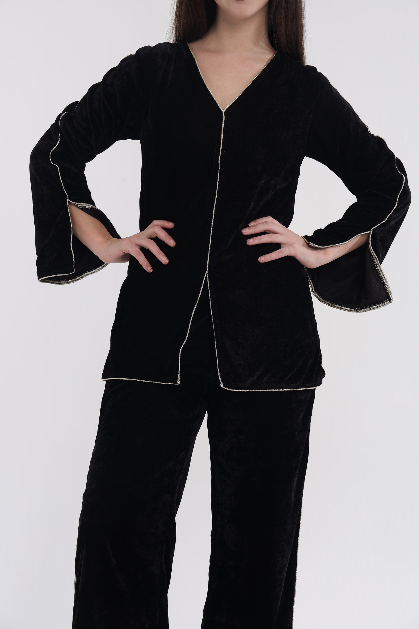 Black velvet Indo co-ord