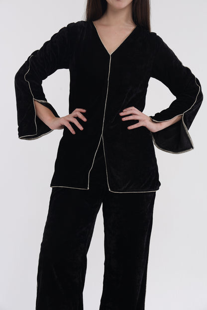 Black velvet Indo co-ord