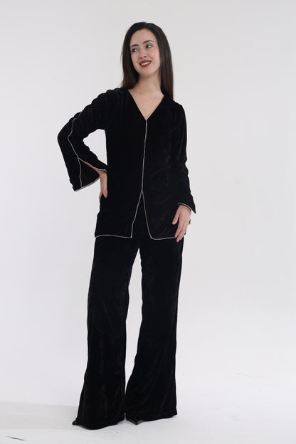 Black velvet Indo co-ord