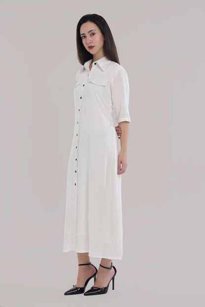 White button casual dress