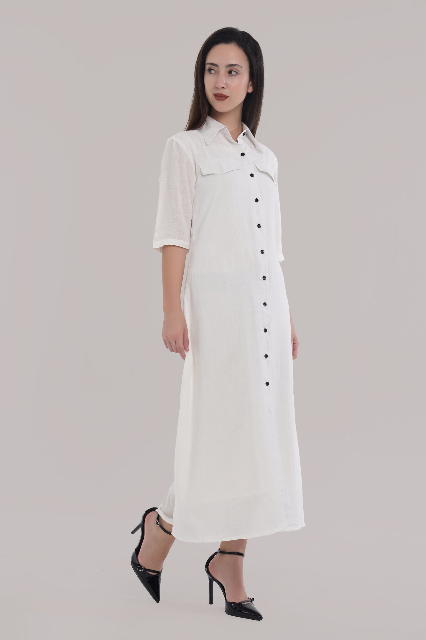 White button casual dress