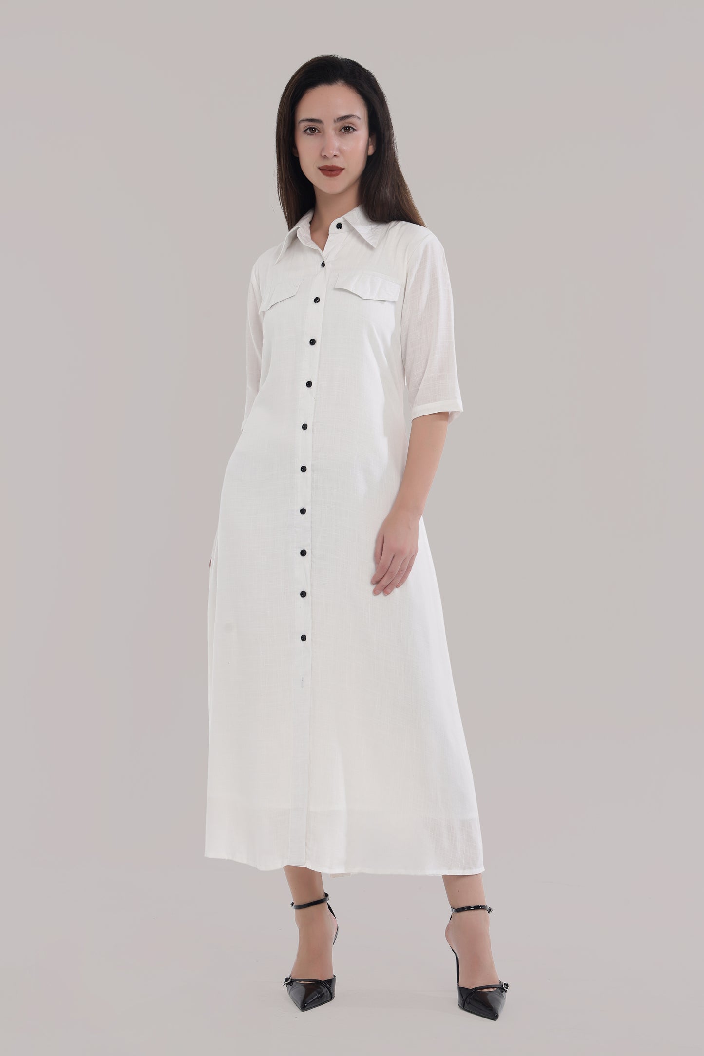 White button casual dress
