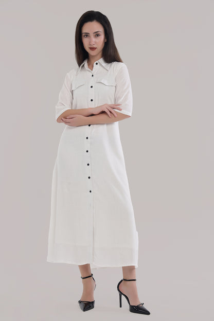 White button casual dress