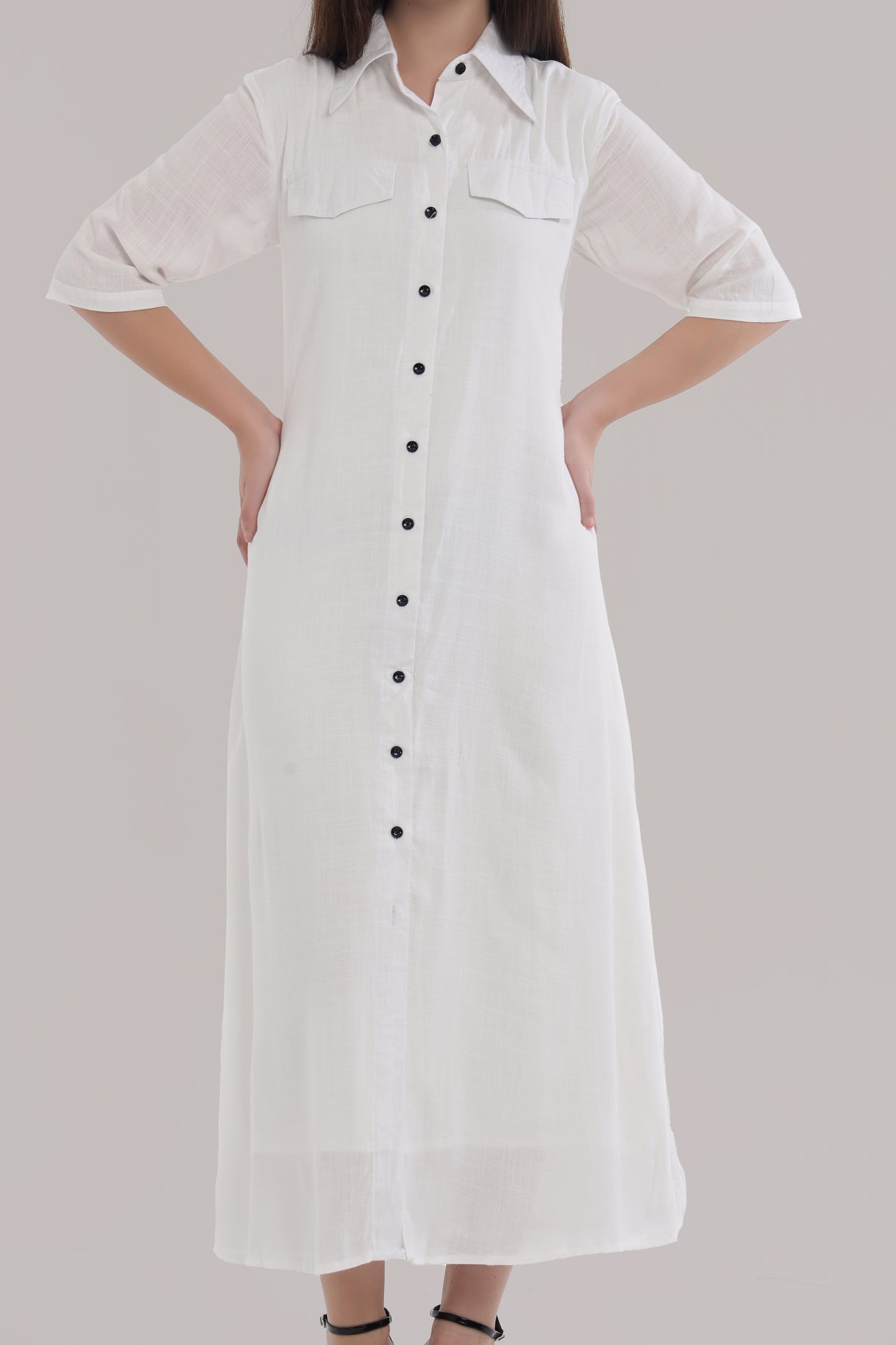 White button casual dress