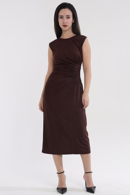 Brown midi dress