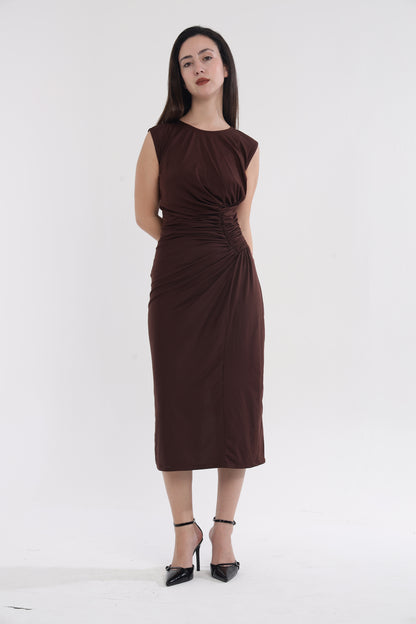 Brown midi dress
