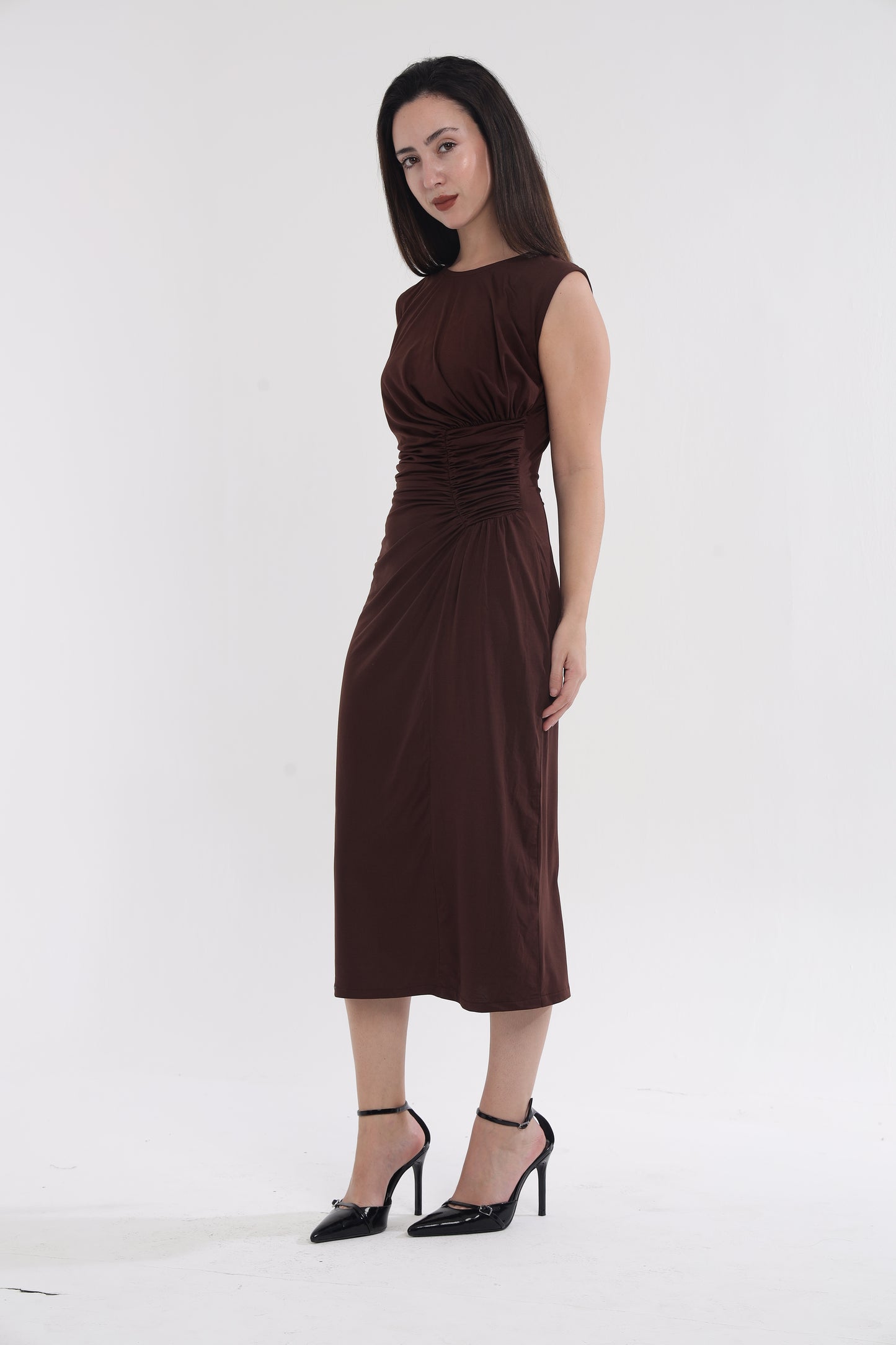 Brown midi dress
