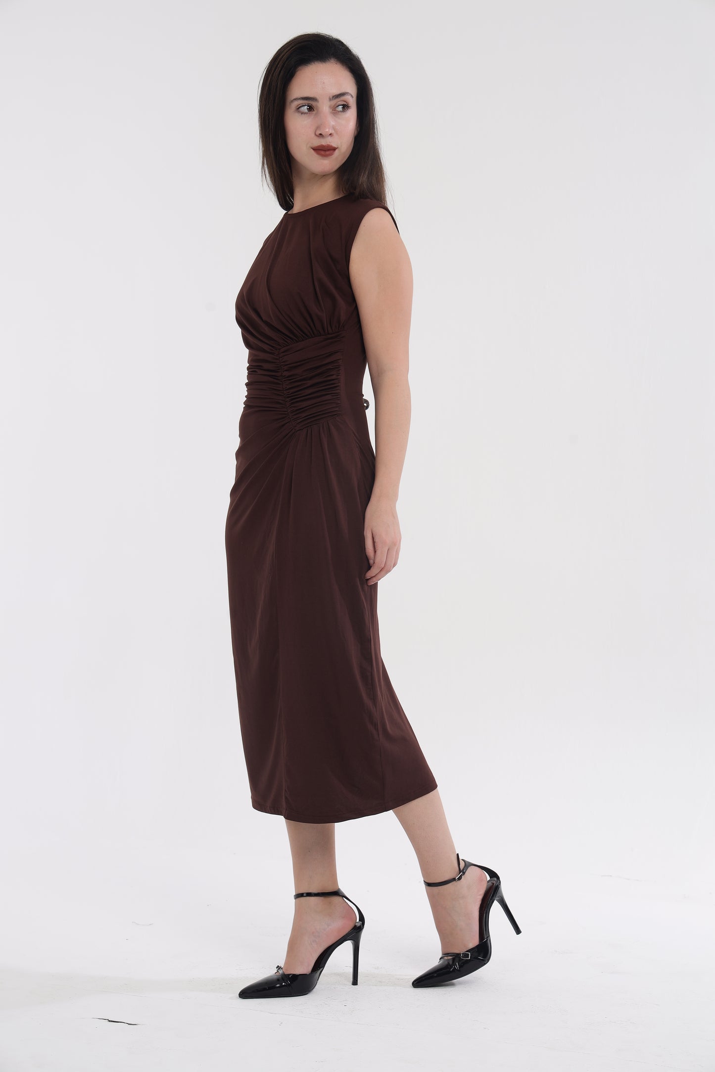 Brown midi dress