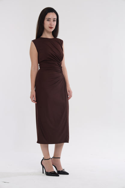 Brown midi dress