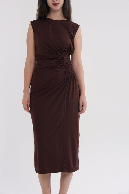 Brown midi dress