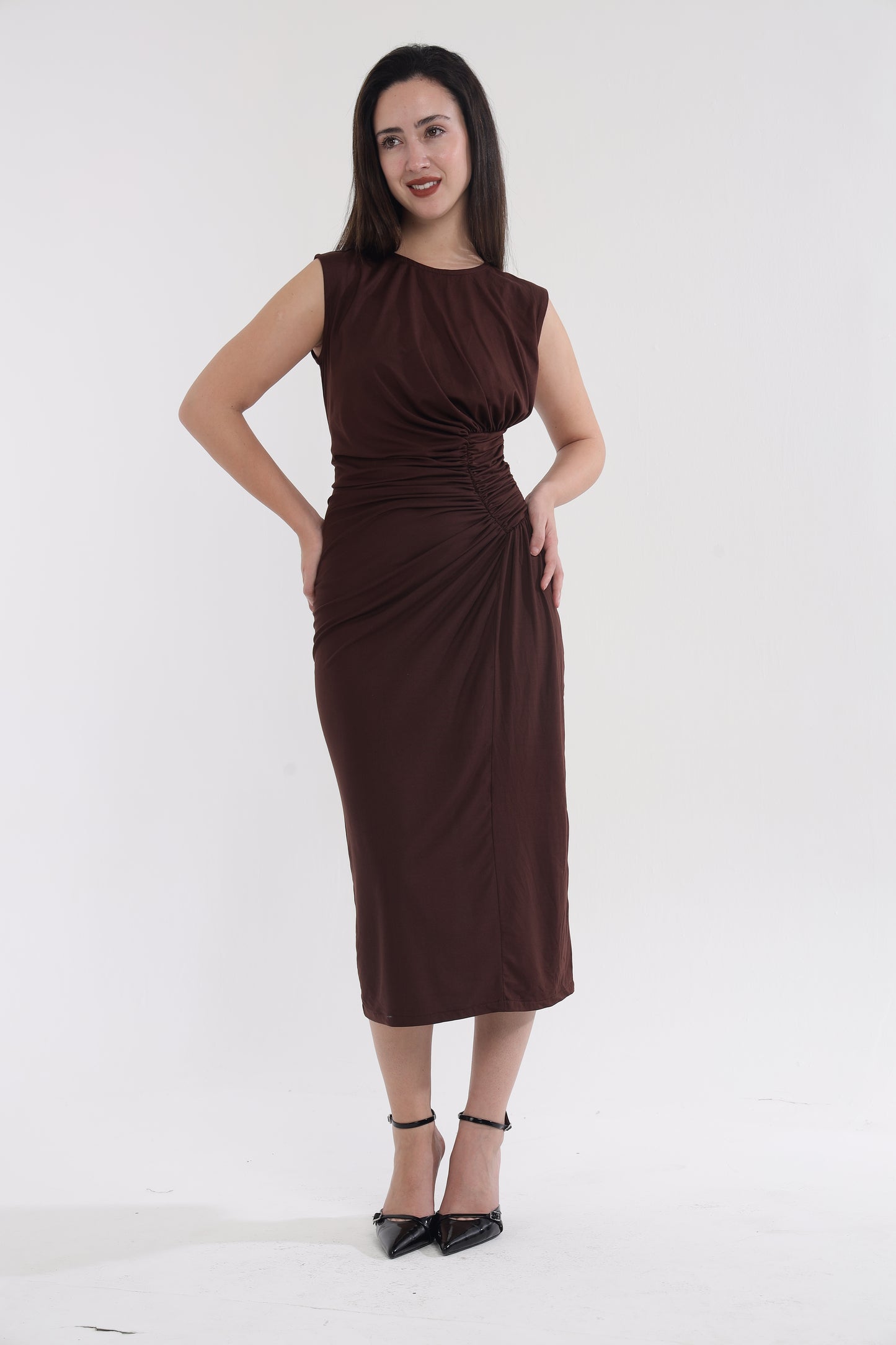 Brown midi dress