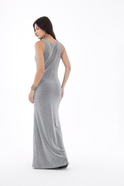 Silver Shimmer Cowl Neck dress