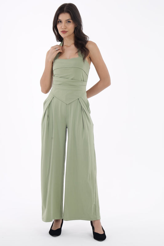 Green Backless Jumpsuit