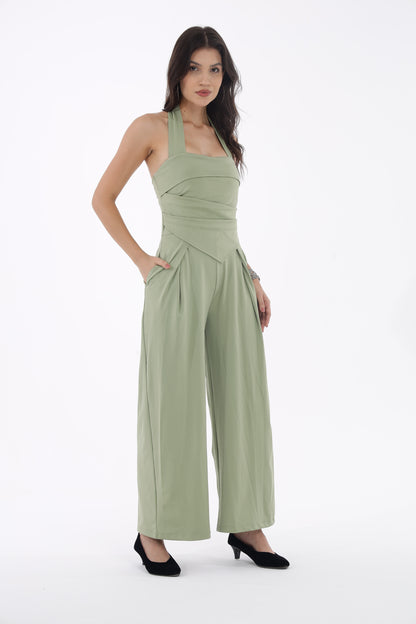 Green Backless Jumpsuit
