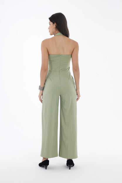 Green Backless Jumpsuit