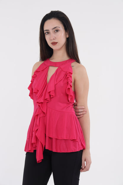 Pink frill top