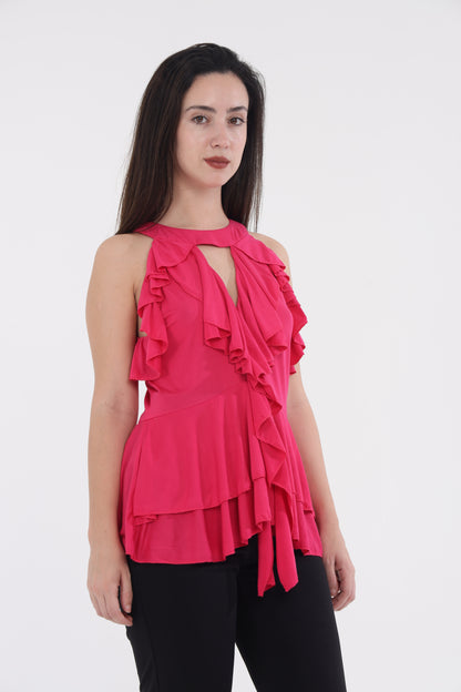 Pink frill top
