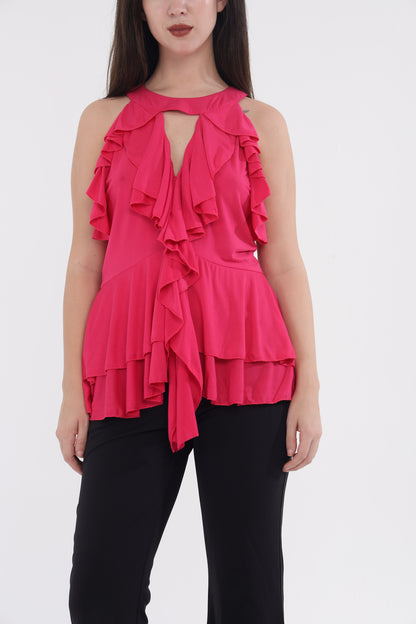 Pink frill top