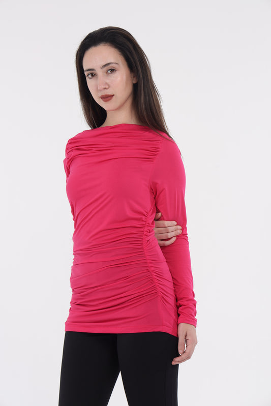 Brown/pink neck frill top