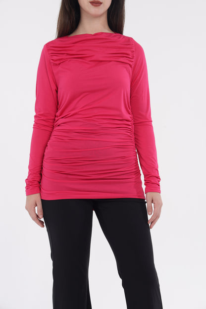 Brown/pink neck frill top