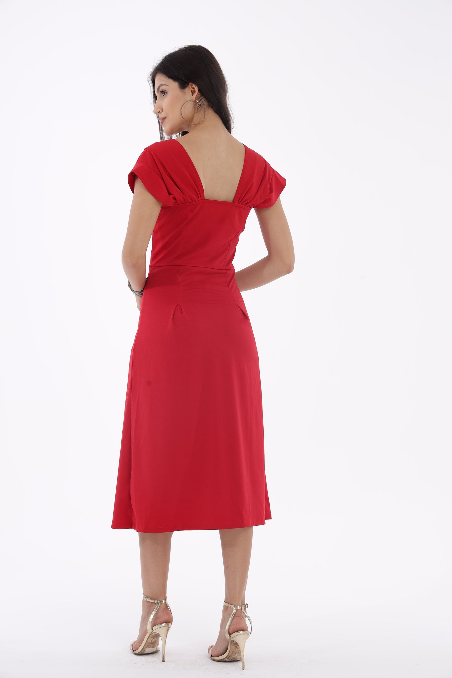 Red Pearl Neck Lace dress