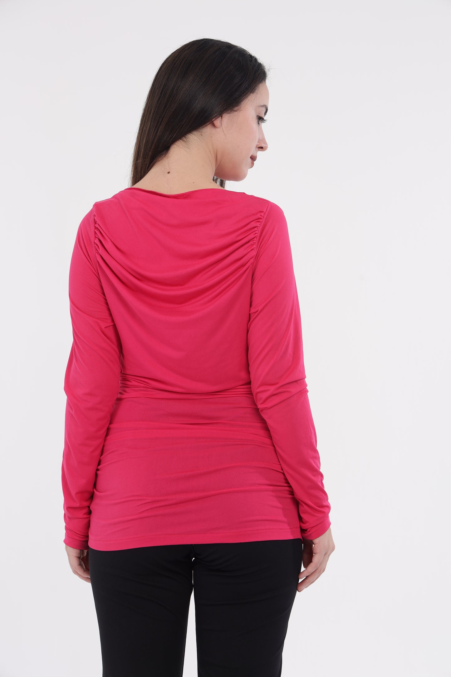 Brown/pink neck frill top