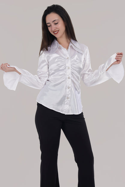 White satin shirt