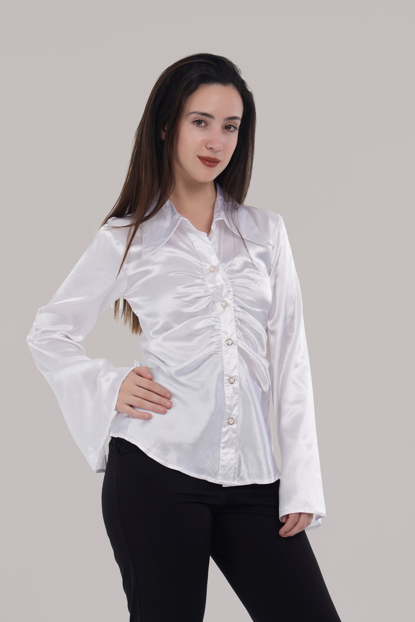 White satin shirt
