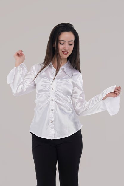 White satin shirt