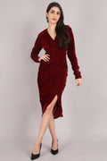 Maroon velvet Bodycon dress