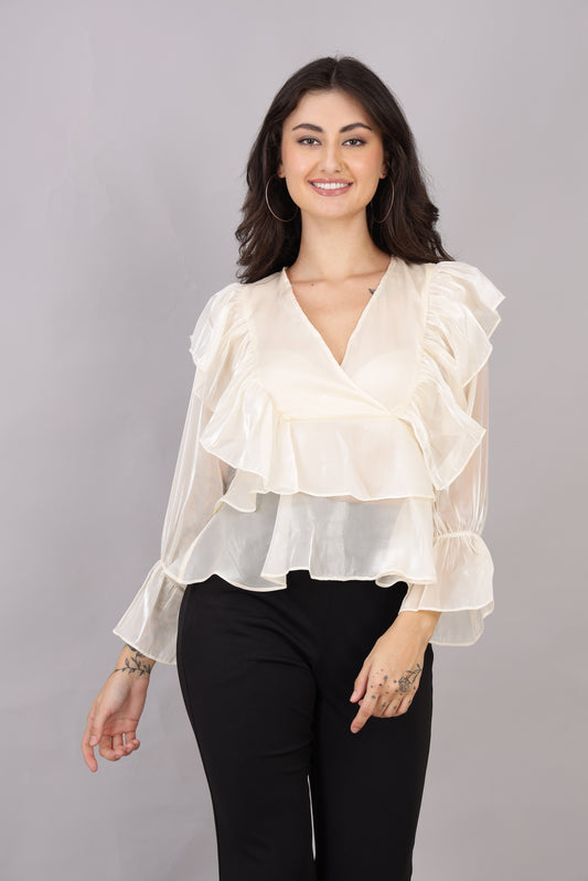 Beige Frill Top