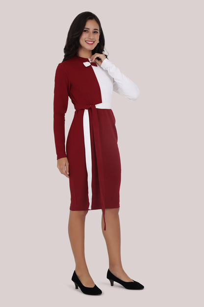 White & Maroon Corporate dress