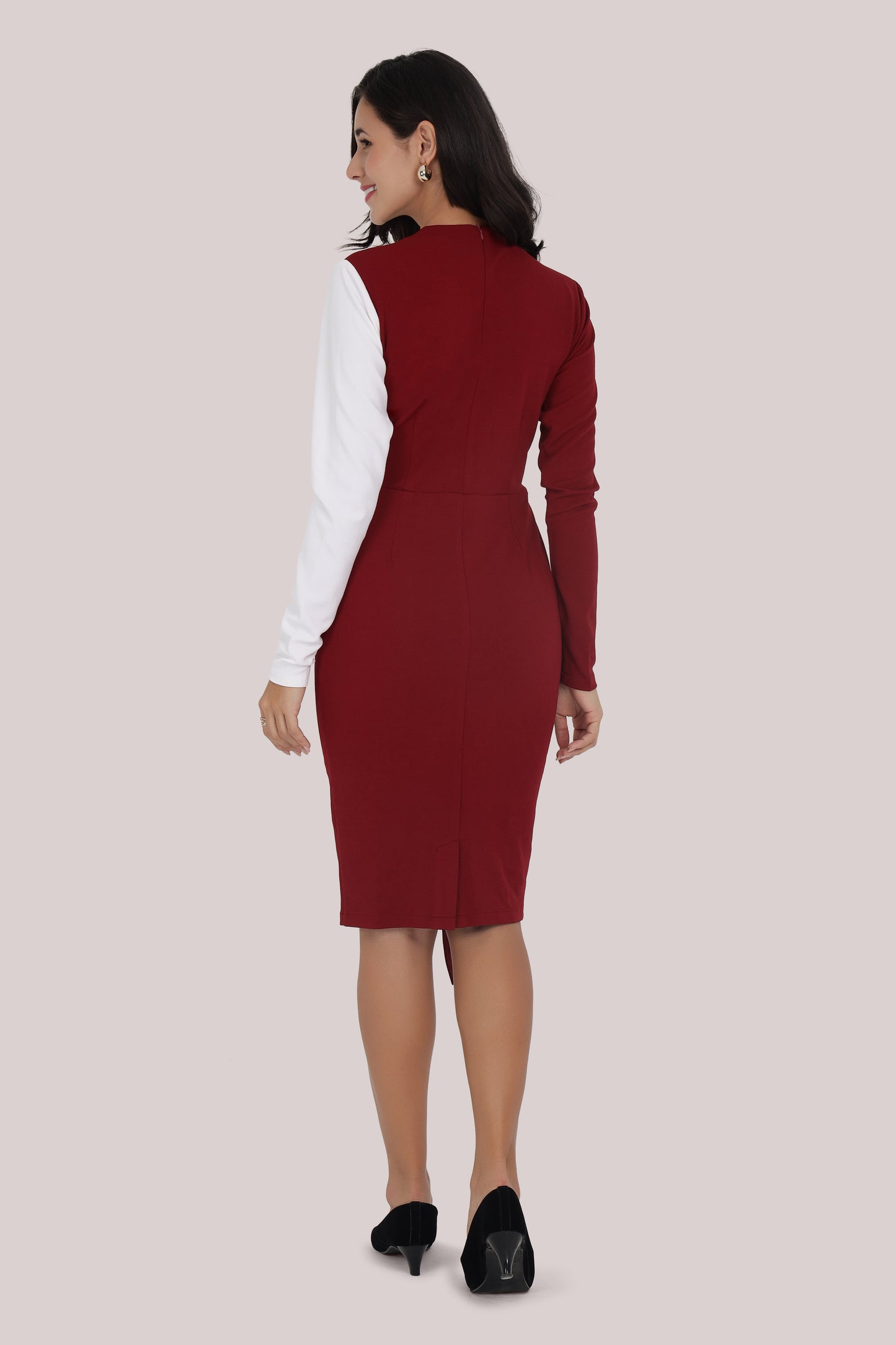 White & Maroon Corporate dress