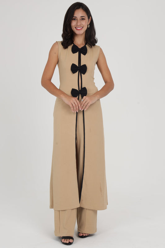 Beige Bow Co-ord Set