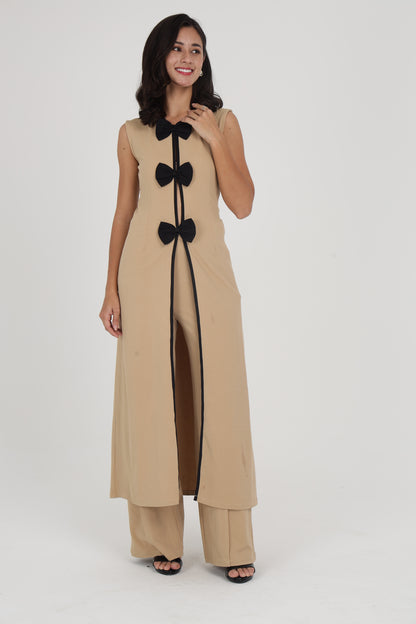 Beige Bow Co-ord Set