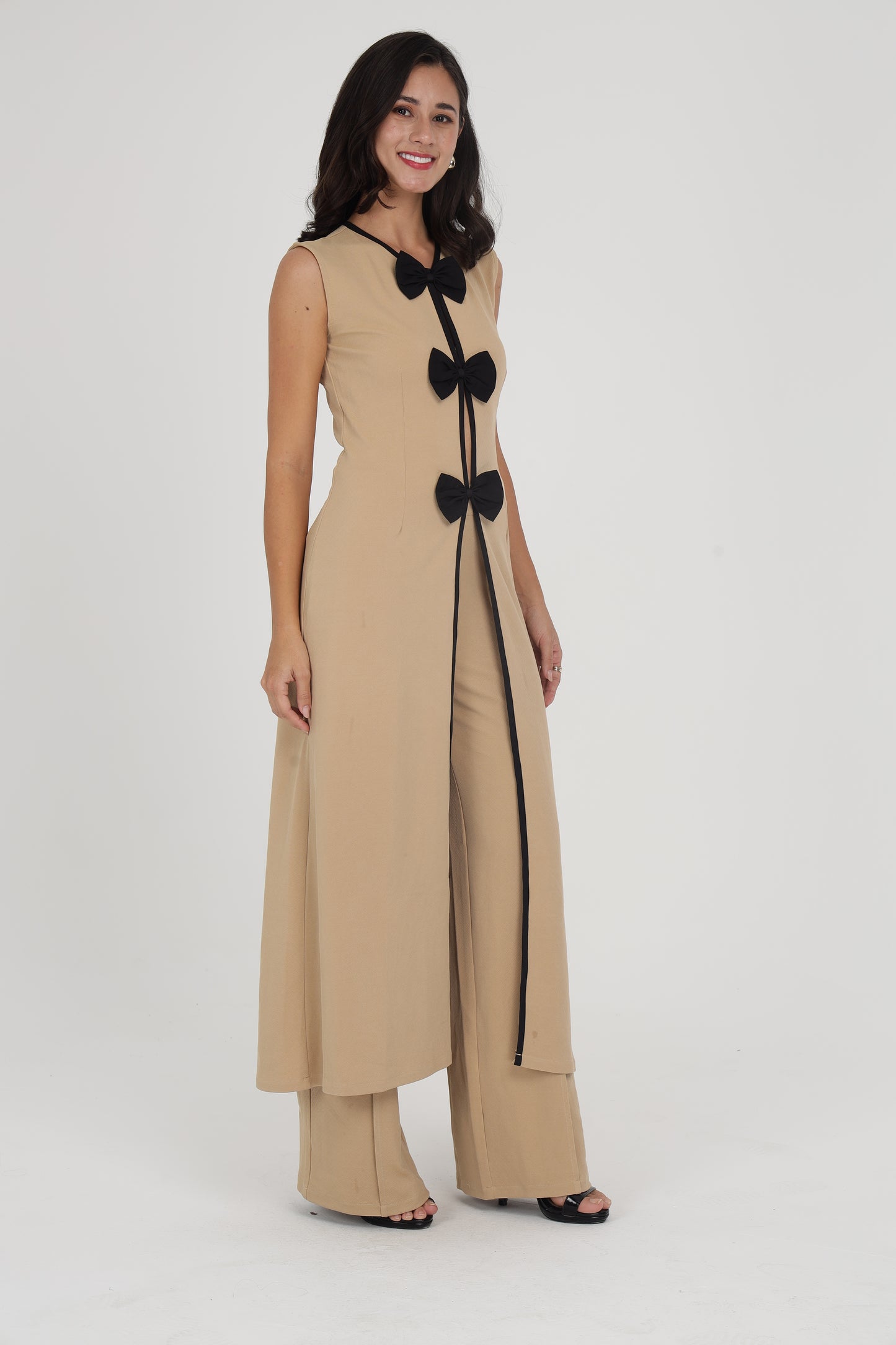 Beige Bow Co-ord Set