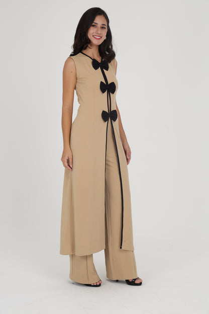 Beige Bow Co-ord Set