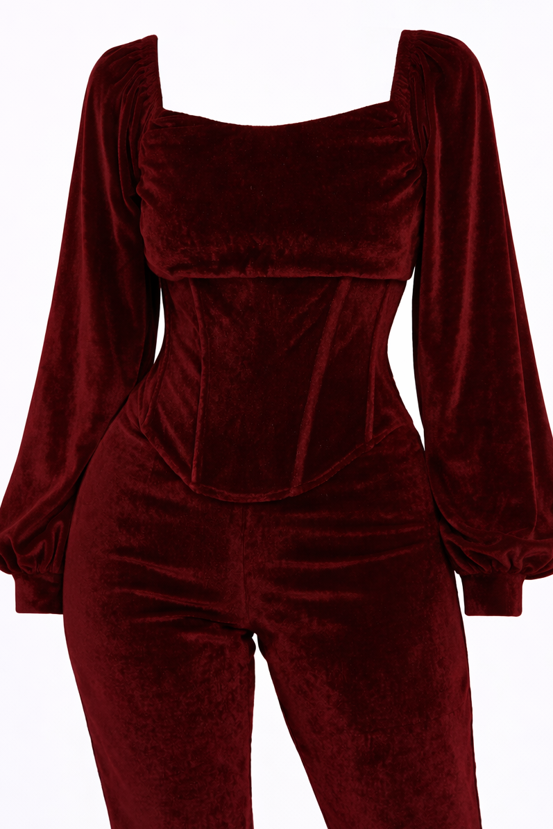 Velvet corset style top