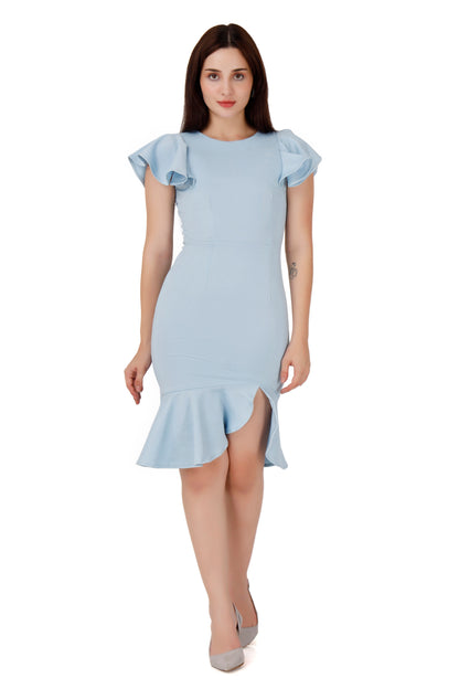 Blue Side Frill dress