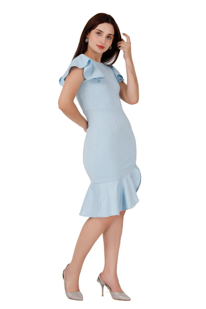 Blue Side Frill dress