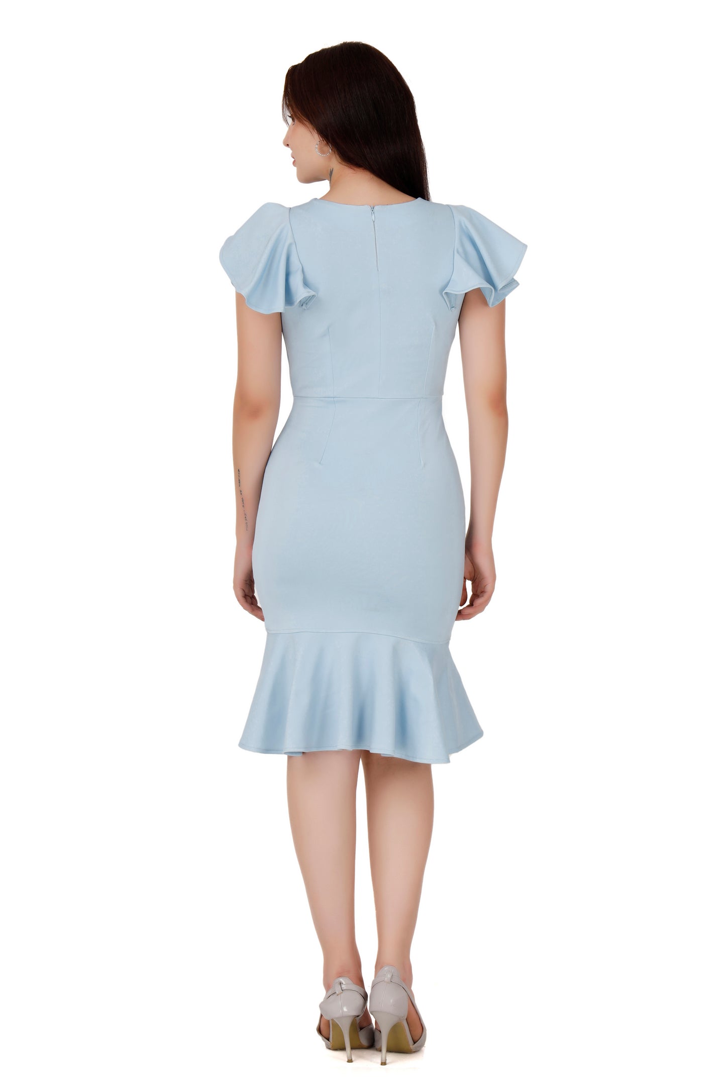 Blue Side Frill dress